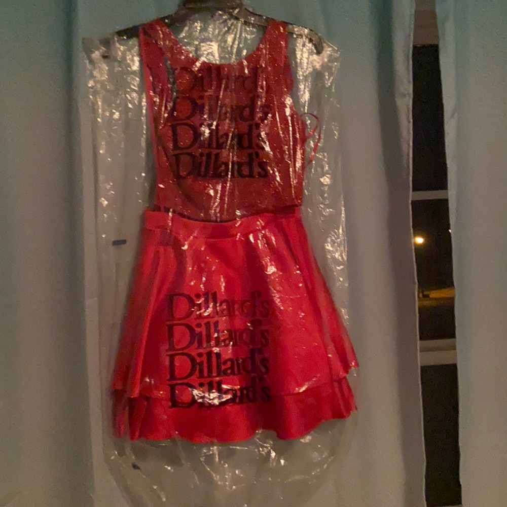 Red two piece short dress